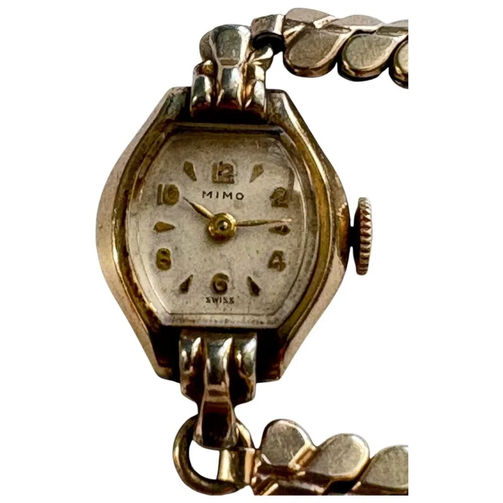 Vintage‎ MIMO 10k RG Kreisler Leaf Link Bracelet Windup Wristwatch